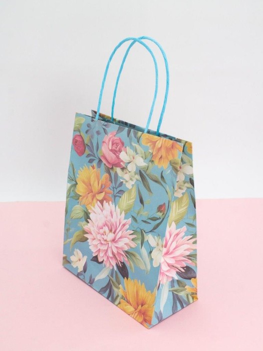 Пакет подарочный «Flower hugs», blue-yellow (21*25.5*10) 