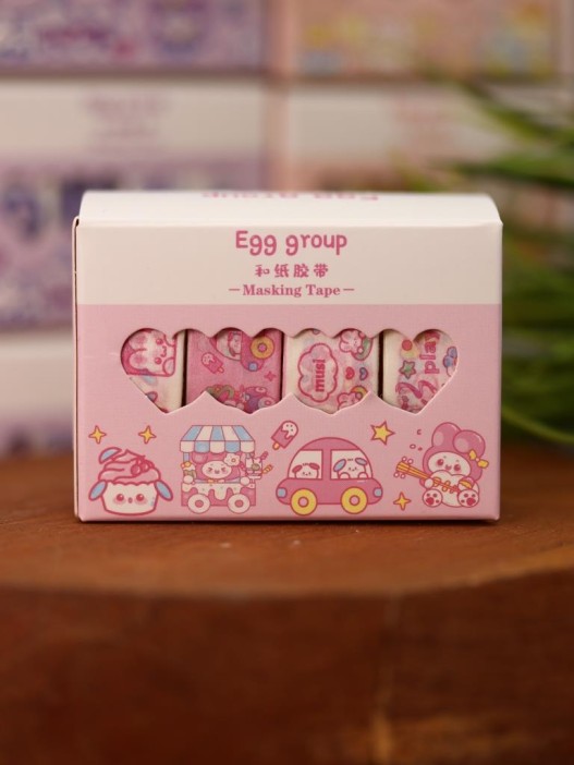 Набор декоративного скотча 4 шт. "Egg group", pink, шоу-бокс 12 шт. 