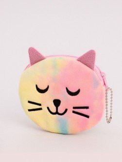 Кошелек плюшевый "Разноцветный кот", разноцветный (10*11 см)