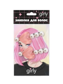Набор заколок для волос GIRLY 2 шт. "Жемчужное сердце", розовый