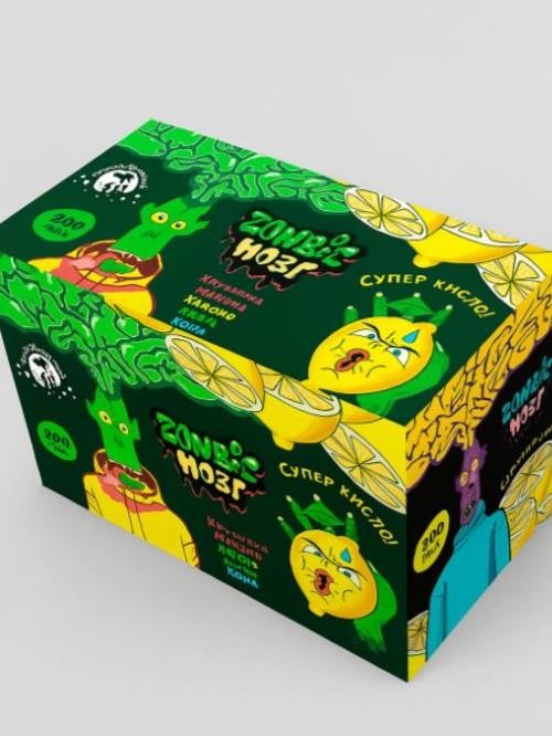 Жевательная Резинка &quot;Zombie мозг&quot; ассорти вкусов кислые (ш/б 200шт*3гр) 