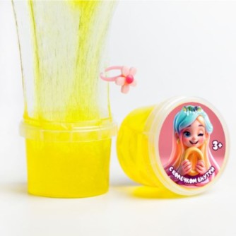 Слайм "СТЕКЛО", жёлтый, с колечком (90гр)