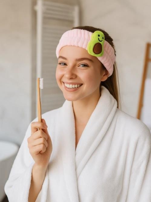Повязка на голову &quot;Green avocado&quot;, pink 