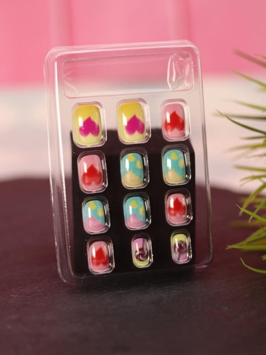 Накладные ногти GIRLY "Сердце", 12 шт., с клеевыми пластинами 