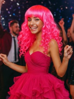 Парик карнавальный &quot;Vivid&quot;, pink (50 см)