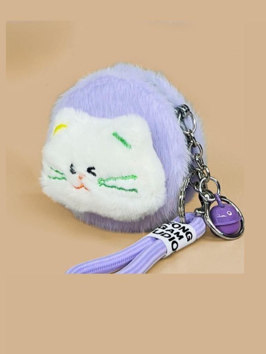 Плюшевое раскладное зеркало брелок "Cat", фиолетовое, шоу-бокс 12 шт. 