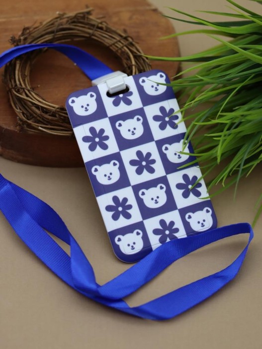 Футляр для карт на ленте &quot;Blue bear&quot;, flower 