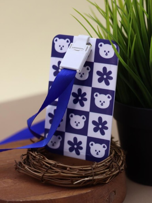 Футляр для карт на ленте &quot;Blue bear&quot;, flower 