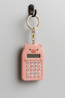 Брелок-калькулятор "Pig", light pink