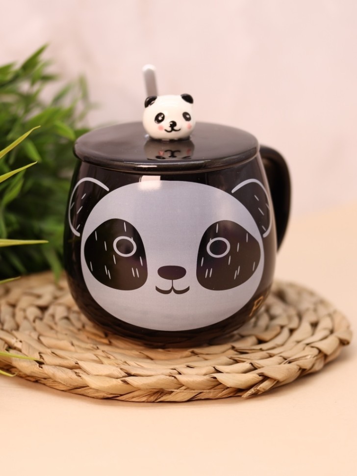 Кружка "King Panda face", black (420 мл)