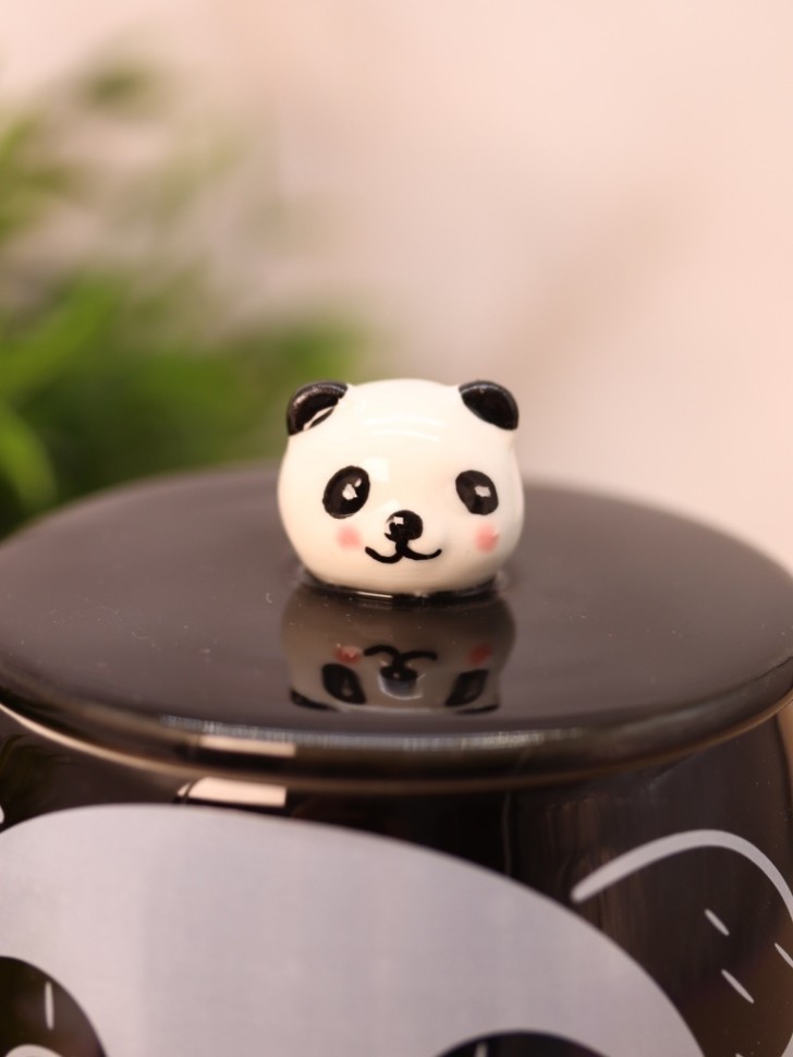 Кружка "King Panda face", black (420 мл)