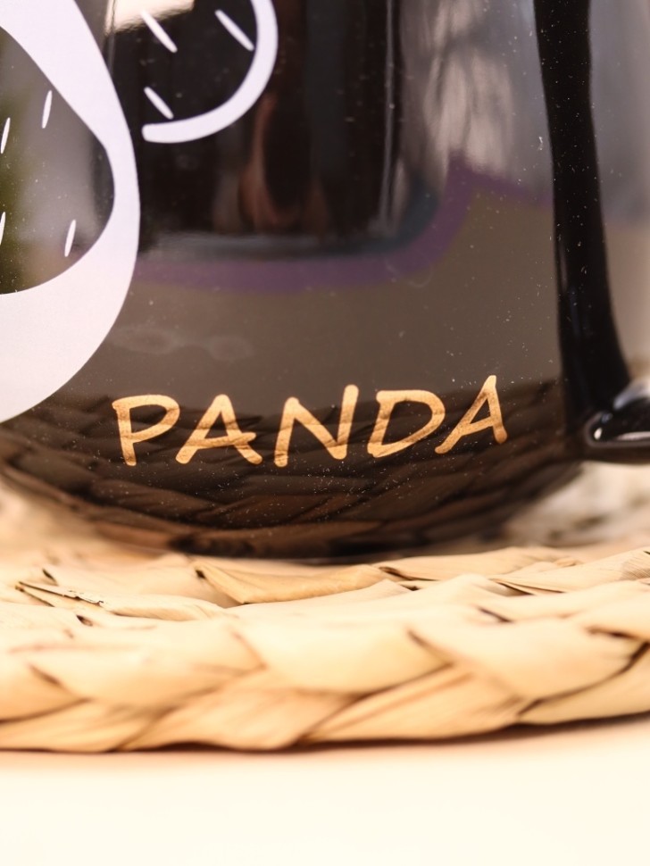 Кружка "King Panda face", black (420 мл)