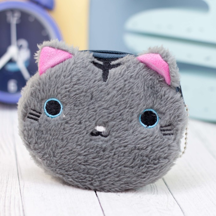 Кошелёк плюшевый &quot;Сat&quot;, grey (11,5*12,5 см) 