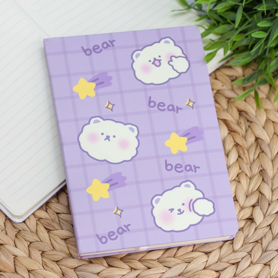 Блокнот (A5) "Cell happy bear", purple (14.5*21)