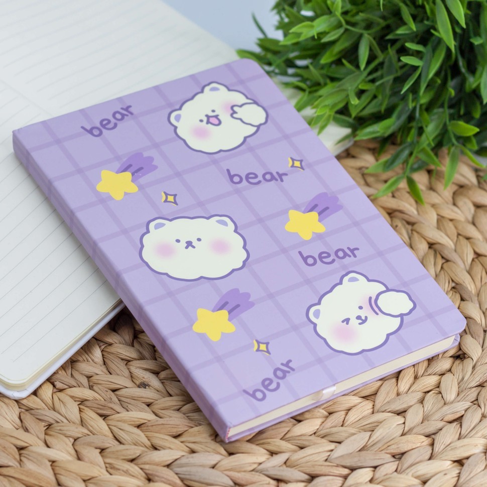 Блокнот (A5) "Cell happy bear", purple (14.5*21)
