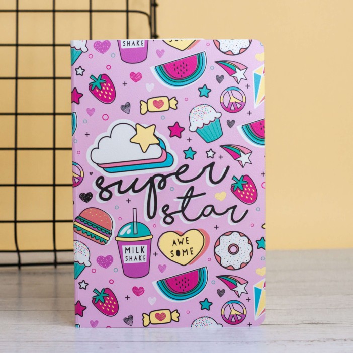Тетрадь (A5) &quot;Many food&quot;, pink (13.5*20.5) 