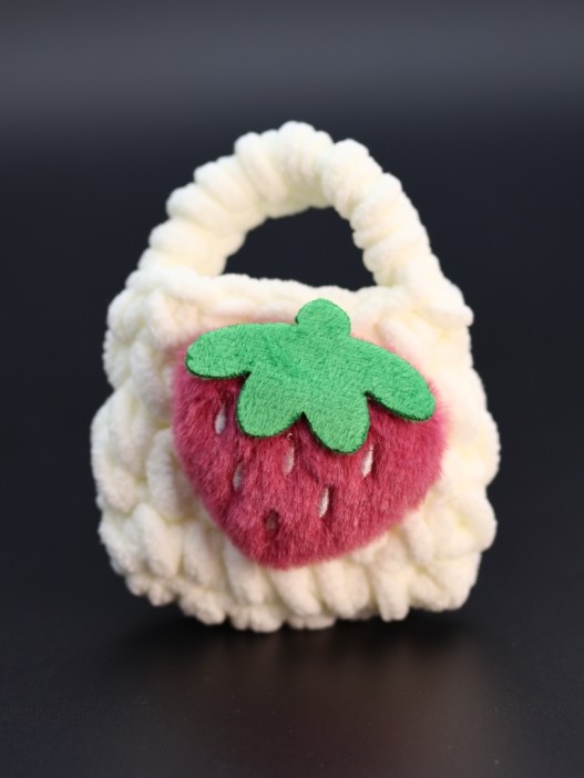 Сумочка для наушников &quot;Strawberry&quot;, white (11.5*9.5 см) 