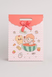 Пакет подарочный (M) &quot;Anime friends&quot;, pink (27*19.5*8.6)