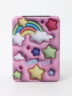 Зеркало раскладное "Мультяшная радуга", розовое, 8,6*6.2 см