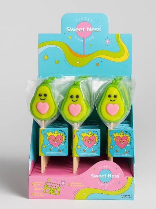 Карамель леденцовая изомальт &quot;Авокадо с сердечком&quot;, ш/б 21шт х 16гр (экзотик) 