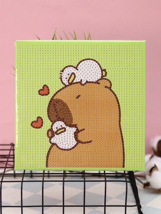 Алмазная мозаика на подрамнике Draw Me! «Dreamy capybara», (20*20 см) 