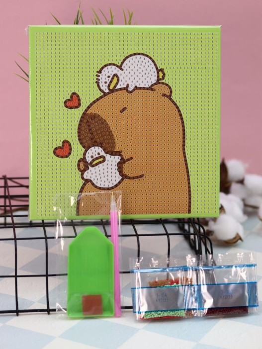 Алмазная мозаика на подрамнике Draw Me! «Dreamy capybara», (20*20 см) 