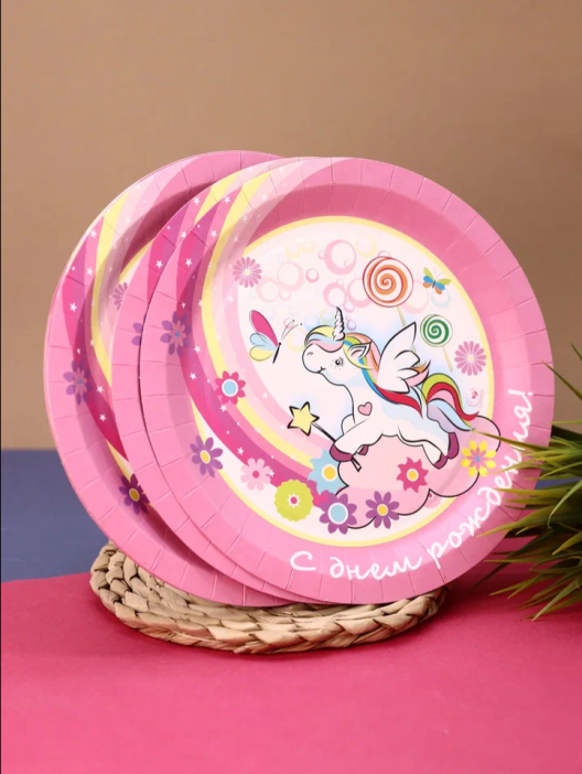 Набор бумажных тарелок 6 шт. &quot;Единорожка!&quot; (230 мм) 