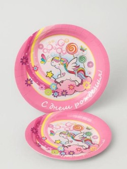 Набор бумажных тарелок 6 шт. "Единорожка!" (230 мм)