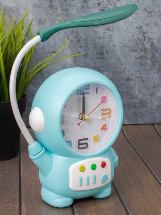 Часы-будильник со светильником «Cheerful cosmonaut», blue (14,5х11,5 см) 