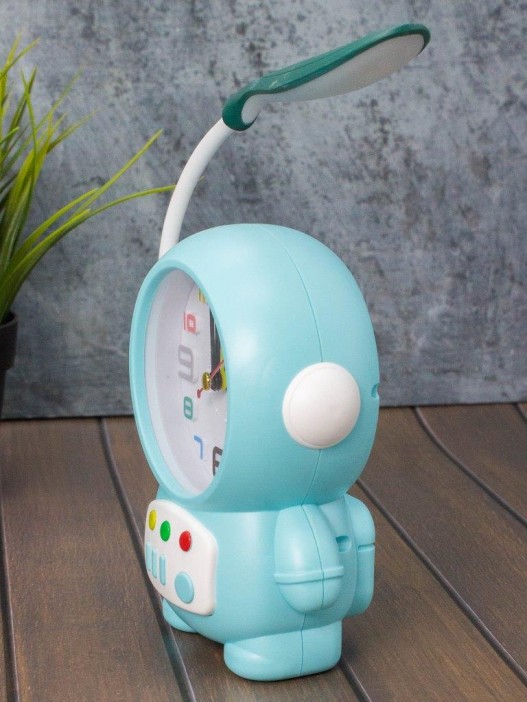 Часы-будильник со светильником «Cheerful cosmonaut», blue (14,5х11,5 см) 