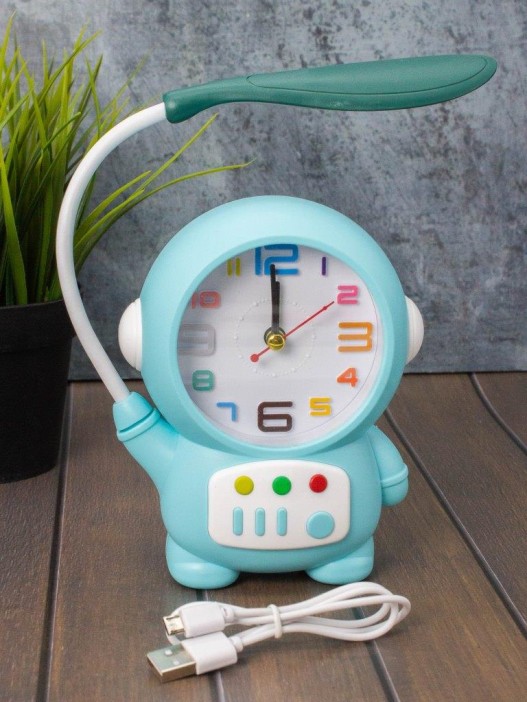 Часы-будильник со светильником «Cheerful cosmonaut», blue (14,5х11,5 см) 