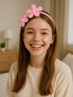 Ободок для волос GIRLY "Розовый цветок", розовый