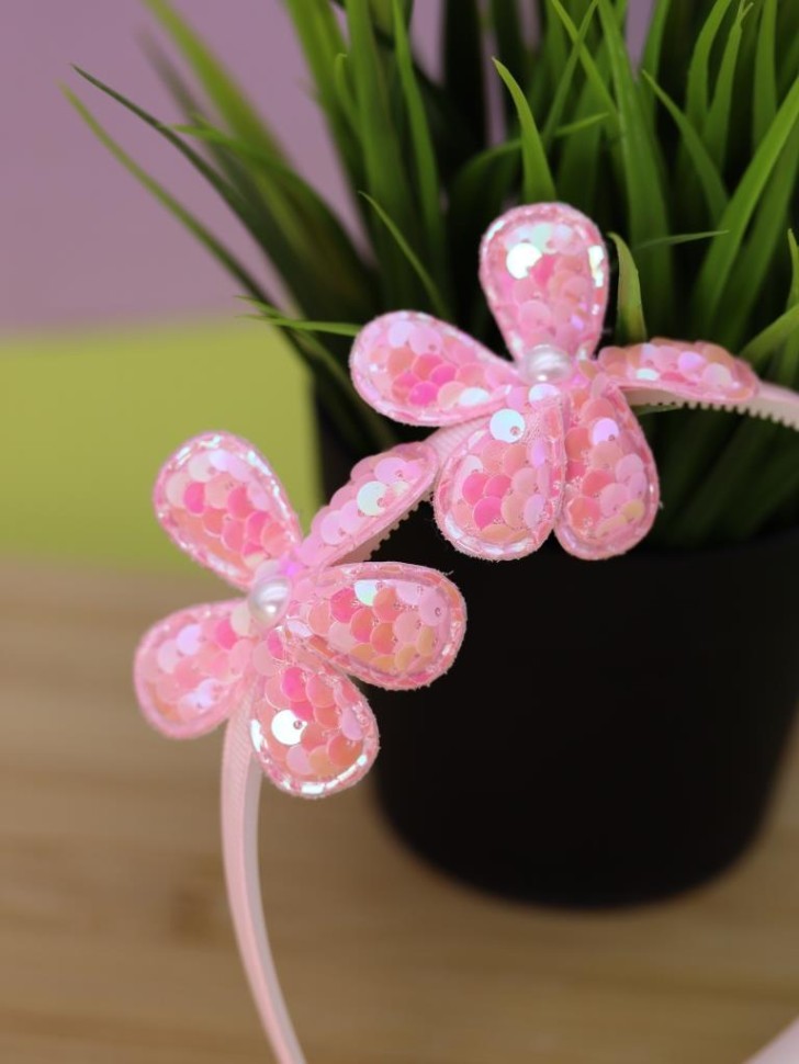 Ободок для волос GIRLY "Розовый цветок", розовый