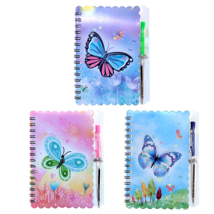 Блокнот с ручкой &quot;Бабочки&quot; mix, 10*14 см 