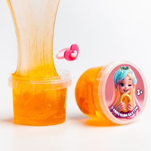 Слайм &quot;СТЕКЛО&quot;, оранжевый, с колечком (90гр) 