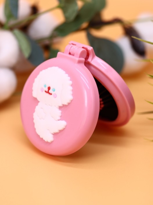 Расческа раскладная с зеркалом  &quot;Fluffy dog folding&quot;, white 