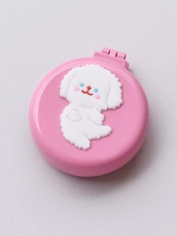 Расческа раскладная с зеркалом  "Fluffy dog folding", white