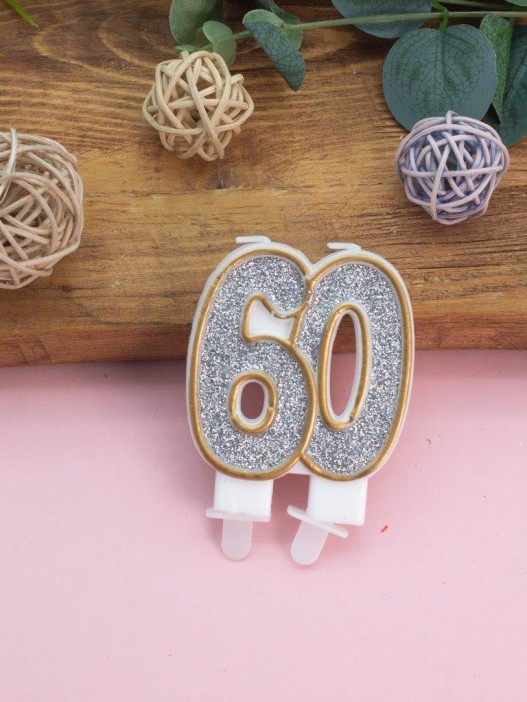 Свеча для торта &quot;Shiny number&quot; число 60, (7,5 см) 
