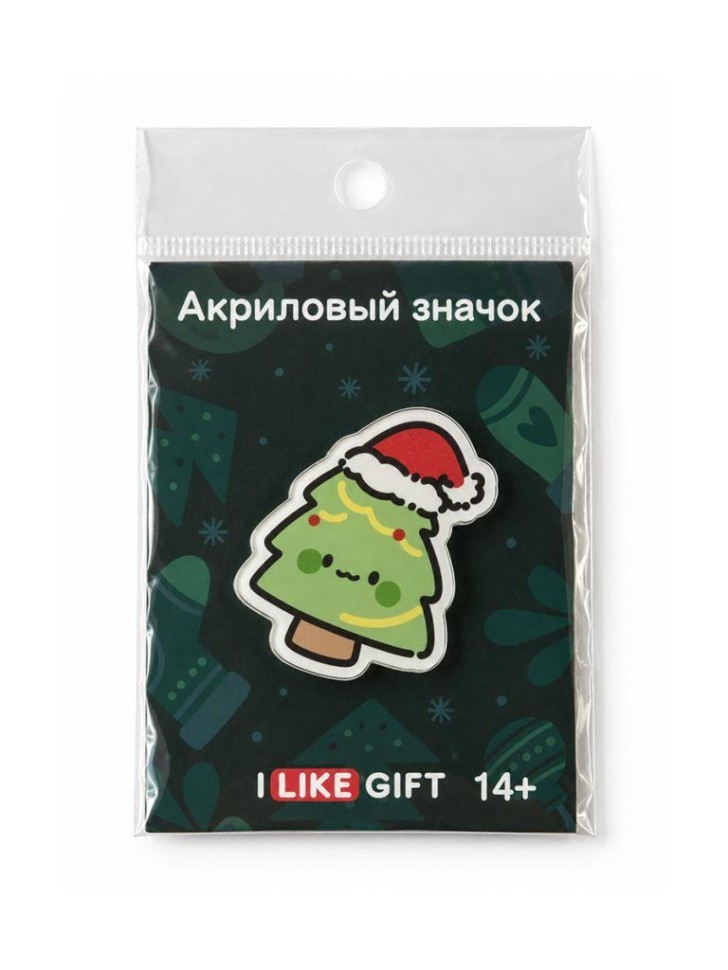 Значок акриловый iLikeGift "Ёлочка", зелёный
