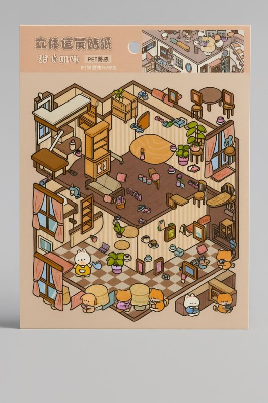 Наклейки для творчества румбокс "Дом в коричневых оттенках", коричневые 