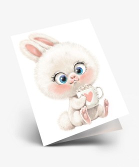 Набор двойных мини открыток 10 шт. "Зайчик", 6.5*8см