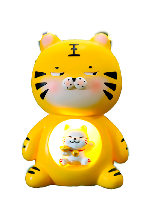 Ночник «Brindle cat», yellow (16 см), пластик 