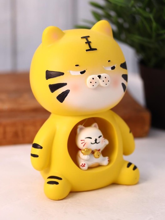 Ночник «Brindle cat», yellow (16 см), пластик 