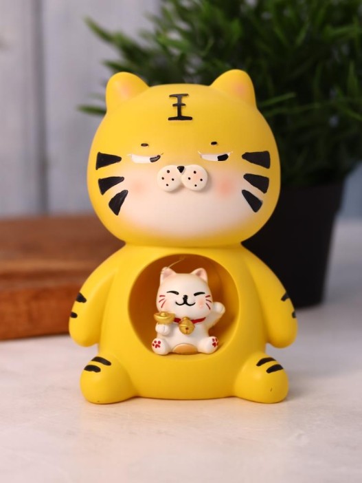 Ночник «Brindle cat», yellow (16 см), пластик 