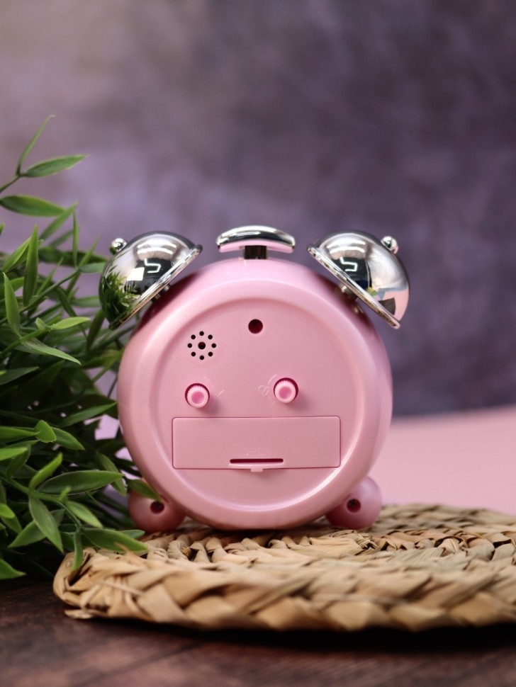 Часы-будильник «Chiming silver», bunny pink
