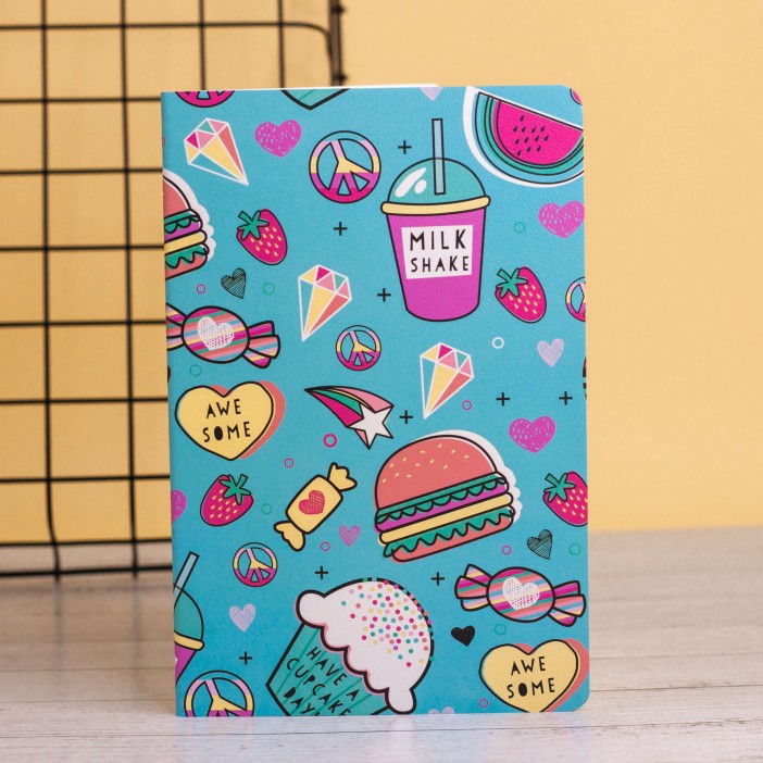 Тетрадь (A5) &quot;Many food&quot;, blue (13.5*20.5) 