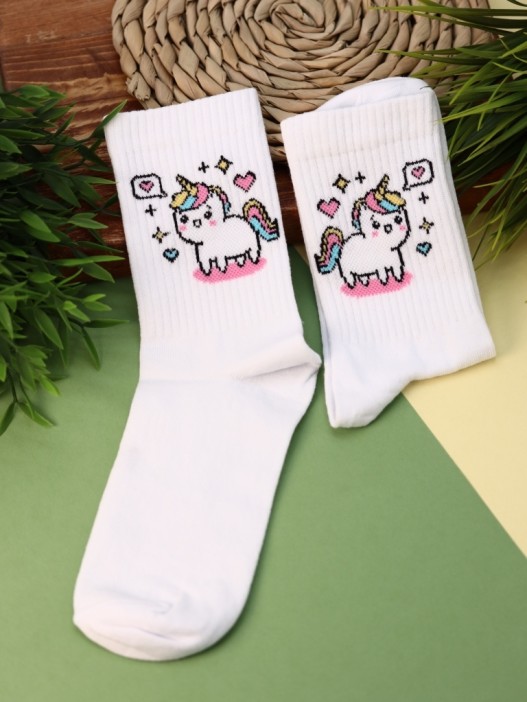 Носки женские Аниме «Unicorn», р. 35-40, белый 