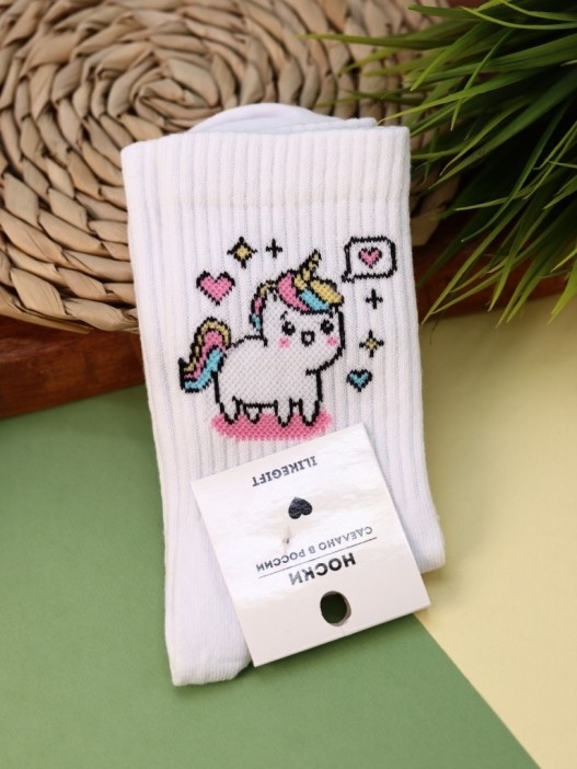 Носки женские Аниме «Unicorn», р. 35-40, белый 