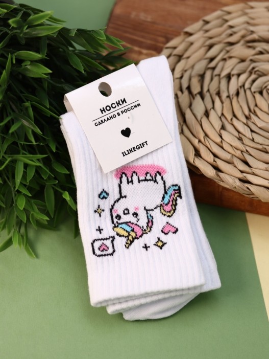 Носки женские Аниме «Unicorn», р. 35-40, белый 