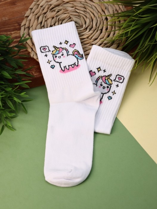 Носки женские Аниме «Unicorn», р. 35-40, белый 